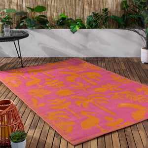 Furn Marula Outdoor/Indoor 100% Recycled Rug, Orange/Pink