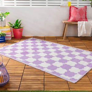 Furn Check Outdoor/Indoor 100% Recycled Rug, Lilac