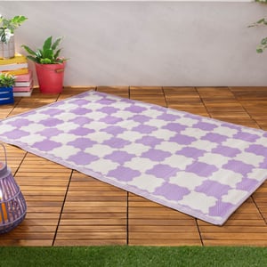 Furn Check Outdoor/Indoor 100% Recycled Rug, Lilac