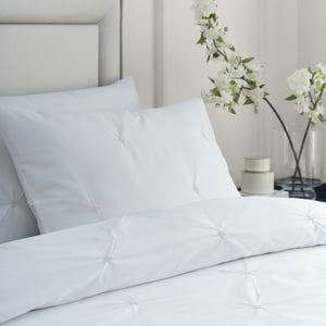Paoletti Elysia Pinch Pleat 100% Cotton Duvet Cover Set, Champagne