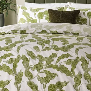 Hoem Lauro Printed Reversible Duvet Cover Set, Olive