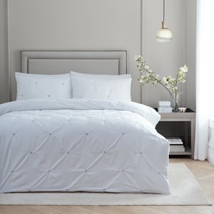 Paoletti Elysia Pinch Pleat 100% Cotton Duvet Cover Set, Black