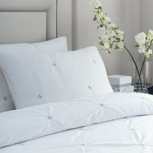 Paoletti Elysia Pinch Pleat 100% Cotton Duvet Cover Set, Black
