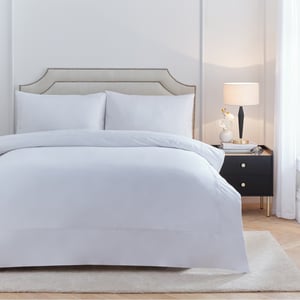 Paoletti Elara Embroidered 100% Cotton Duvet Cover Set, White
