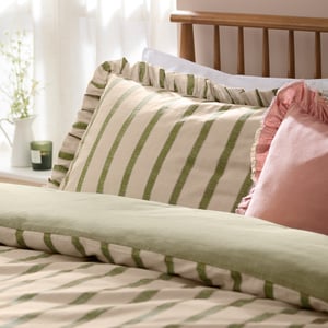 Wylder Connie Striped Ruffle Duvet Cover Set, Olive