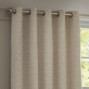 Paoletti Galaxy Fully Lined Chenille Eyelet Curtain Pair, Ivory
