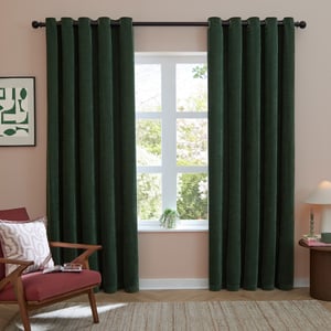 Furn Soft Chenille Blackout Eyelet Curtain Pair, Bottle
