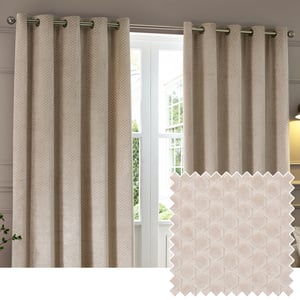 Paoletti Neptune Fully Lined Velvet Eyelet Curtain Pair, Champagne