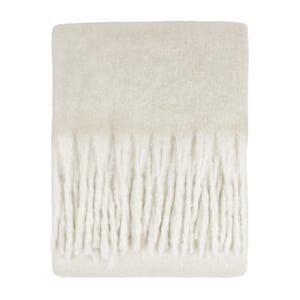 Furn Cozy Woven Tasselled Throw, Ecru