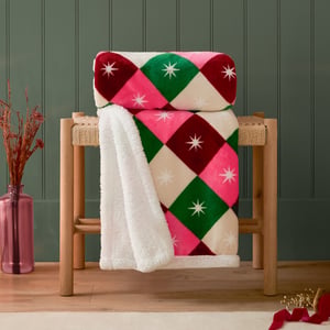 Furn Star Sherpa Fleece Throw, Multicolour