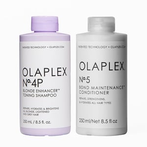 Olaplex No.4p Blonde Enhancer Toning Shampoo 250ml And No. 5 Bond Maintenance Conditioner 250ml Duo