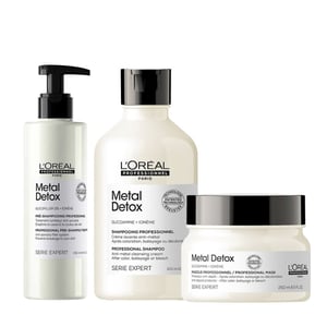 L'oreal Professionnel Metal Detox Anti-porosity Filler Pre-shampoo Treatment, Metal Detox Shampoo 300ml And Metal Detox Mask Pack