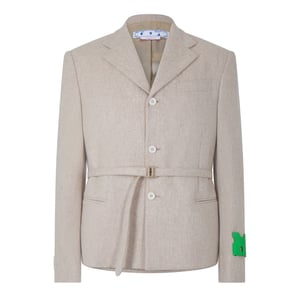 Men's Off White Off Regular Fit Blazer in Bone