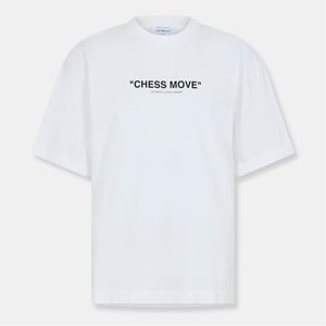 Men's Off White Regular Fit Lettering Crew Neck T-Shirt in White/Black