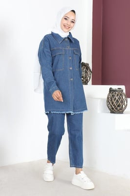 Kwast Detailed Denim Jasje Blauw