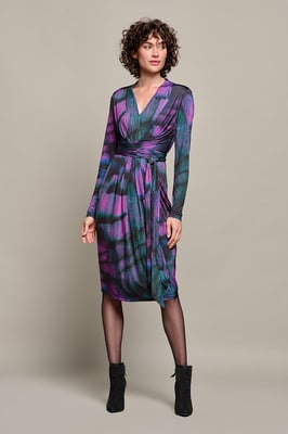 Clemence Print Jurk Zwart / Paars