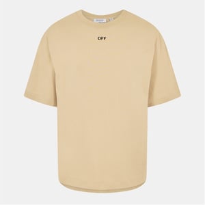 Men's Off White Crew Neck Short Sleeve Skate T-Shirt in Brown/Black