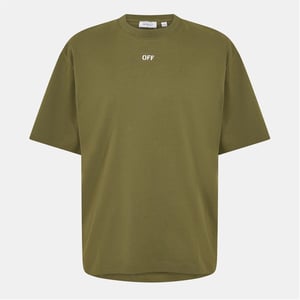 Men's Off White Crew Neck Short Sleeve Skate T-Shirt in Moss/White