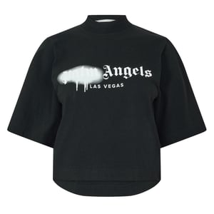 Women's Palm Angels Palm Milano Crop T in Black White