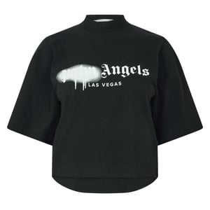 Women's Palm Angels Palm Milano Crop T in Black White