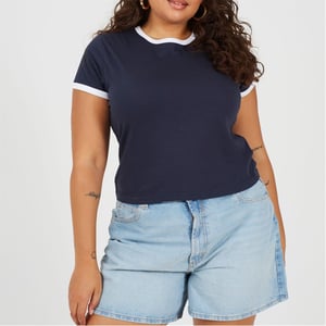 Women's Brave Soul Tee in Navy/White
