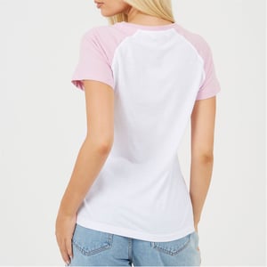 Women's Brave Soul Lettering Graphic Crew Neck Short Sleeve Baseball T-Shirt in White/Lilac