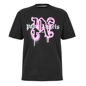 Men's Palm Angels Palm Miami Spray T in Black Fuchsia