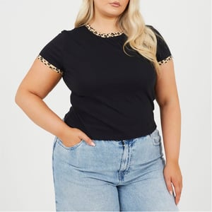 Women's Brave Soul Ps Ss Tee in Black/Leopard