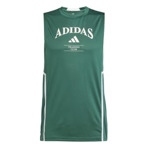 Men's adidas Printed Logo Crew Neck Sleeveless Muscle Tank in Cgreen/Cwhite