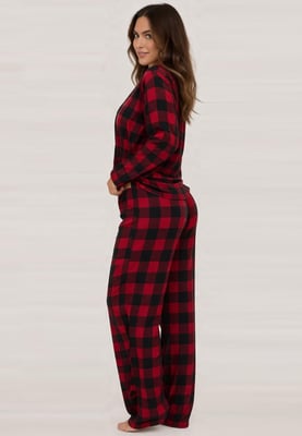 GAP Womens Pyjama Flannel Sleep Set in Red Black Check