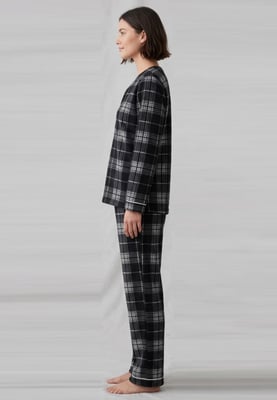 GAP Womens Pyjama Flannel Sleep Set in Black Check