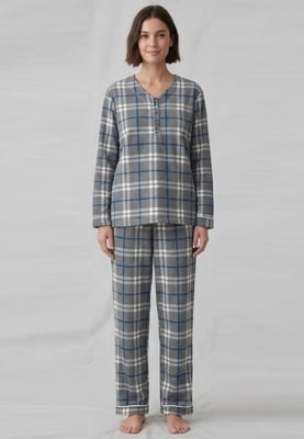 GAP Womens Pyjama Flannel Sleep Set in Grey Check