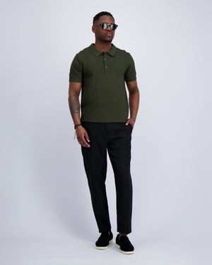 Black Bananas Ribbed Knit Polo,