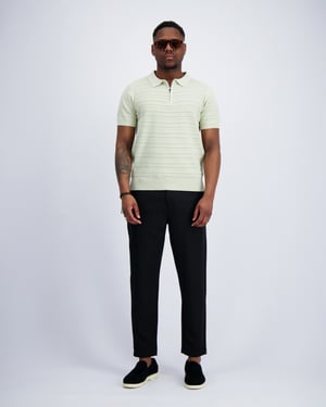Black Bananas Texture Zip Polo,