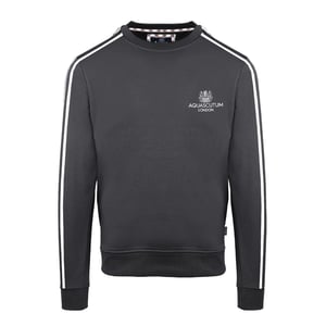 Men's Aquascutum Crew Neck Ribbed Collar Long Sleeve Sweatshirt in  Antracite