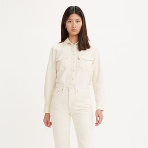 Women's Levis Ultimate Western Collared Long Sleeve Shirt in Icy Ecru 4