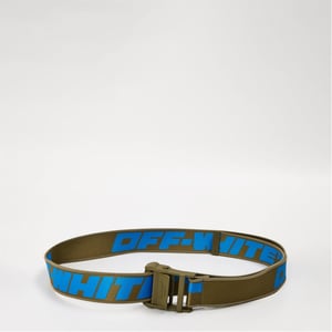 Accessories Off White Lettering Logo Utility Buckle Web Belt in Green/Navy