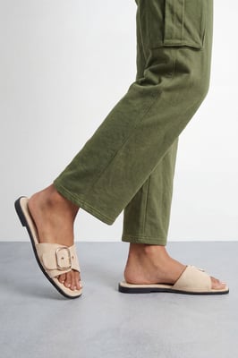 Faith: Freya Faux Suede Buckle Detail Sliders
