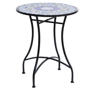 4goodz Bistrotafel mozaiektafel rond 60 cm -blauw/wit