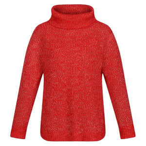 Women's Regatta Turtle Neck High Collar Long Sleeve Sweater in CodeRedMarl