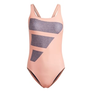 Women's adidas Big Bars Swimsuit in Coral/Navy/Whit