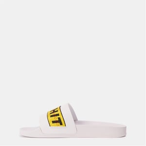 Men's Off White Logo Tape Lettering Slides in Grey/Yellow