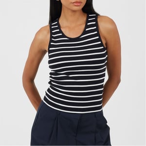 Women's Brave Soul Scoop Neck Slim Fit Box Tank in Black/Cream