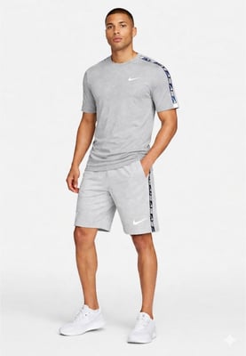 Nike Mens Tracksuit Tape T Shirt Tape Shorts Set in Grey/Grey