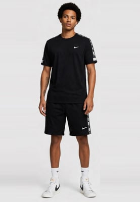 Nike Mens Tracksuit Tape T Shirt Tape Shorts Set in Black/Black
