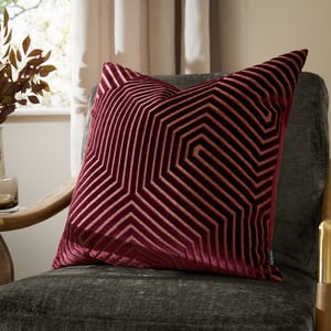 Paoletti Evoke Cut Velvet Polyester Filled Cushion, Burgundy