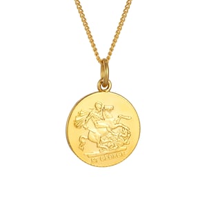 Rolled Gold St George Disc Pendant Necklace