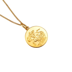 Rolled Gold St George Disc Pendant Necklace