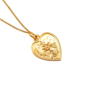 Rolled Gold Heart Shaped St Christopher Pendant Necklace