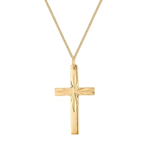 Rolled Gold Diamond-Cut Cross Pendant Necklace